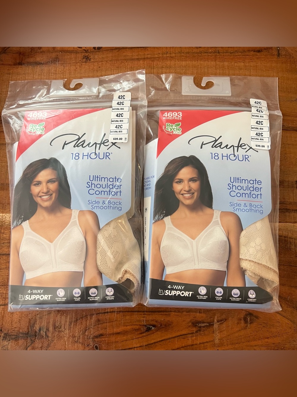 Playtex 18 Hour Ultimate Shoulder Comfort Bra Wire Free White‎ Size 42C